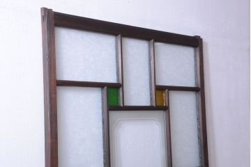 大正ロマン　当時物色ガラス入り!幾何学模様のアンティーク引き戸