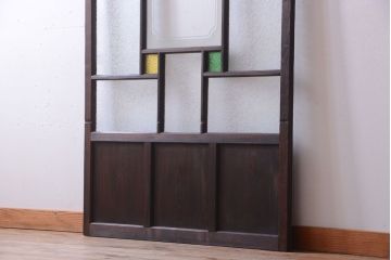 大正ロマン　当時物色ガラス入り!幾何学模様のアンティーク引き戸