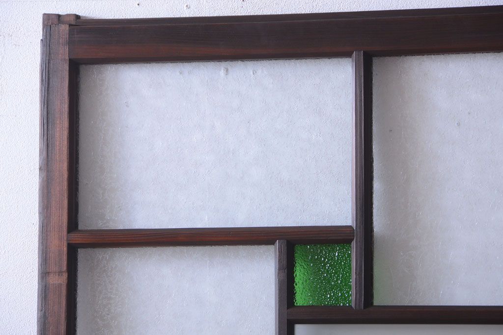 大正ロマン　当時物色ガラス入り!幾何学模様のアンティーク引き戸