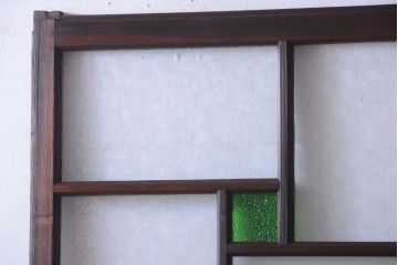 大正ロマン　当時物色ガラス入り!幾何学模様のアンティーク引き戸