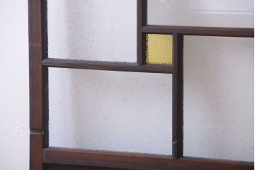 大正ロマン　当時物色ガラス入り!幾何学模様のアンティーク引き戸