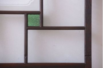 大正ロマン　当時物色ガラス入り!幾何学模様のアンティーク引き戸