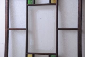 大正ロマン　当時物色ガラス入り!幾何学模様のアンティーク引き戸