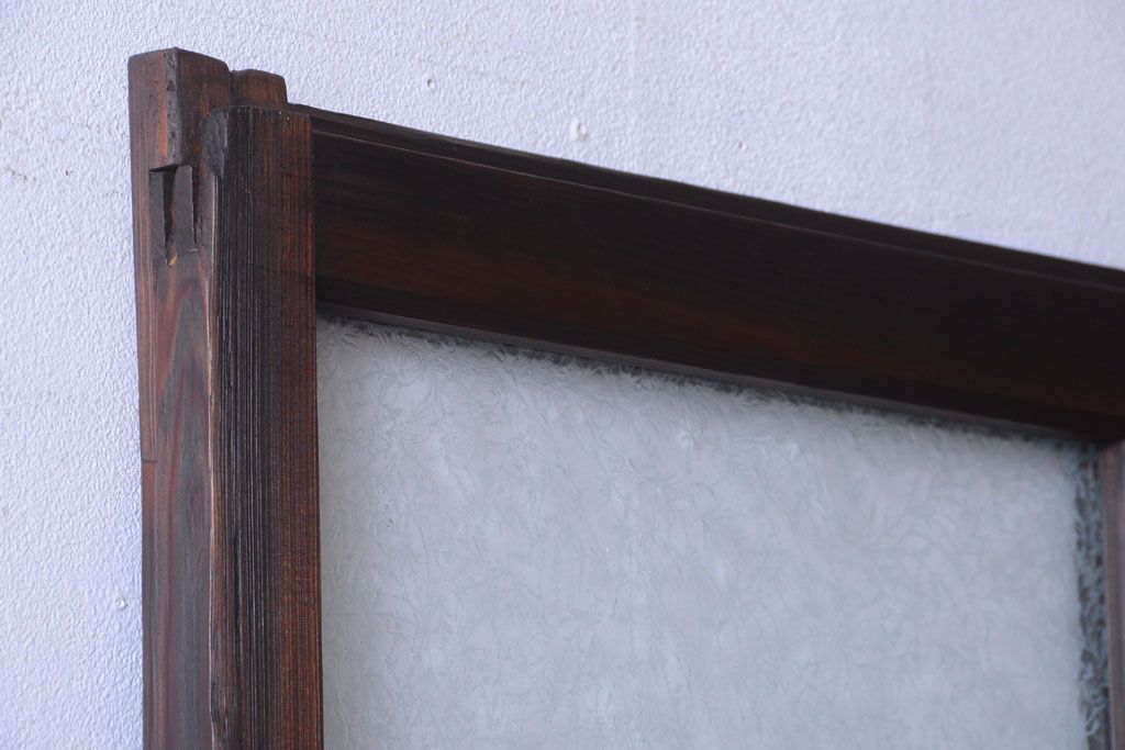 大正ロマン　当時物色ガラス入り!幾何学模様のアンティーク引き戸