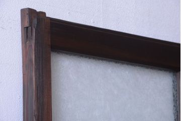 大正ロマン　当時物色ガラス入り!幾何学模様のアンティーク引き戸