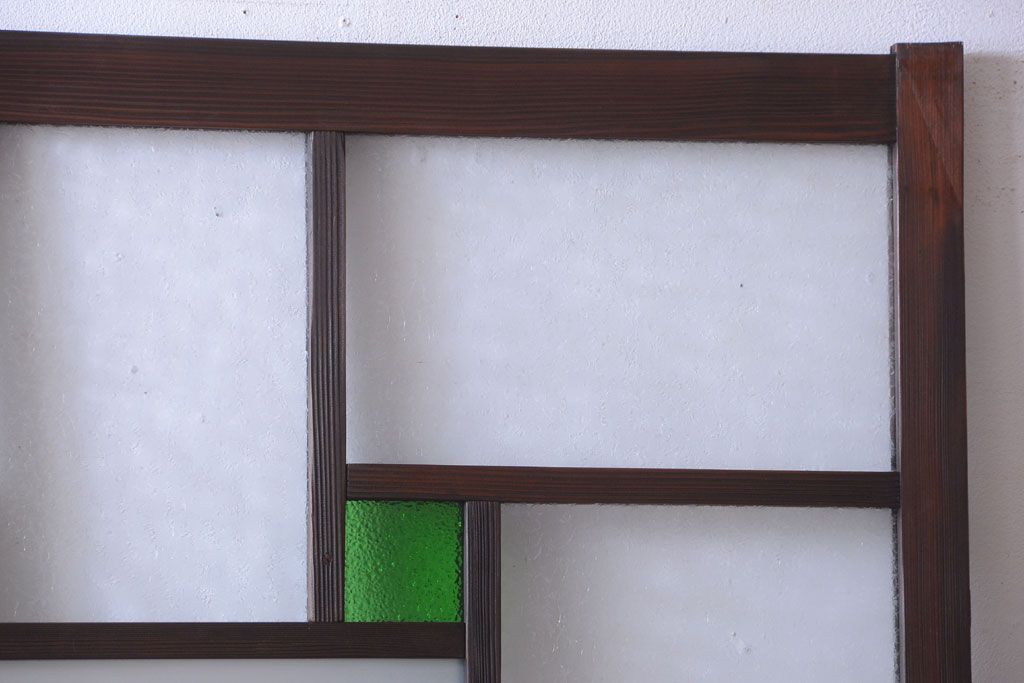 大正ロマン　当時物色ガラス入り!幾何学模様のアンティーク引き戸