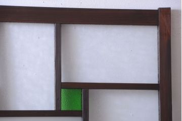 大正ロマン　当時物色ガラス入り!幾何学模様のアンティーク引き戸