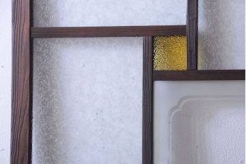 大正ロマン　当時物色ガラス入り!幾何学模様のアンティーク引き戸