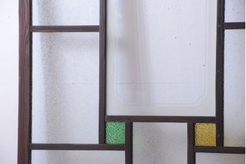 大正ロマン　当時物色ガラス入り!幾何学模様のアンティーク引き戸