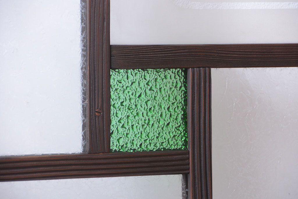 大正ロマン　当時物色ガラス入り!幾何学模様のアンティーク引き戸