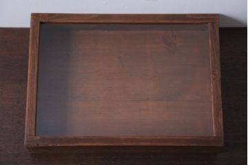 アンティーク雑貨　アンティーク　古い木の小さなコレクションボックス(ガラスケース)(2)