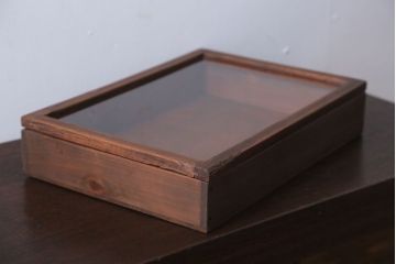 アンティーク雑貨　アンティーク　古い木の小さなコレクションボックス(ガラスケース)(2)