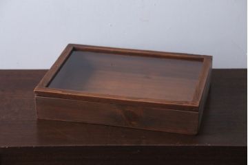 アンティーク雑貨　アンティーク　古い木の小さなコレクションボックス(ガラスケース)(2)