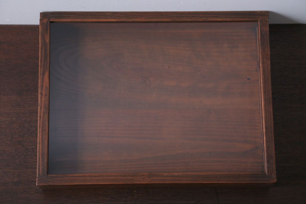 アンティーク雑貨　アンティーク　古い木の小さなガラスケース収納箱(1)