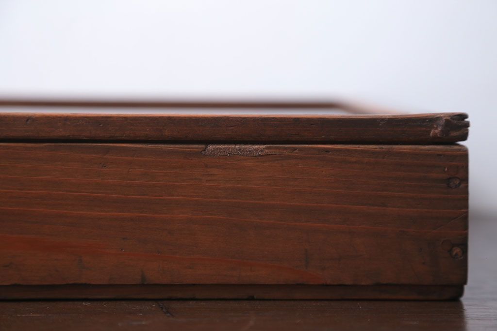 アンティーク雑貨　アンティーク　古い木の小さなガラスケース収納箱(1)