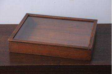 アンティーク雑貨　アンティーク　古い木の小さなガラスケース収納箱(1)