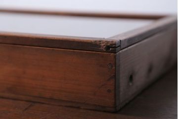 アンティーク雑貨　アンティーク　古い木の小さなガラスケース収納箱(1)