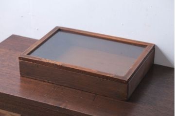 アンティーク雑貨　アンティーク　古い木の小さなガラスケース収納箱(2)