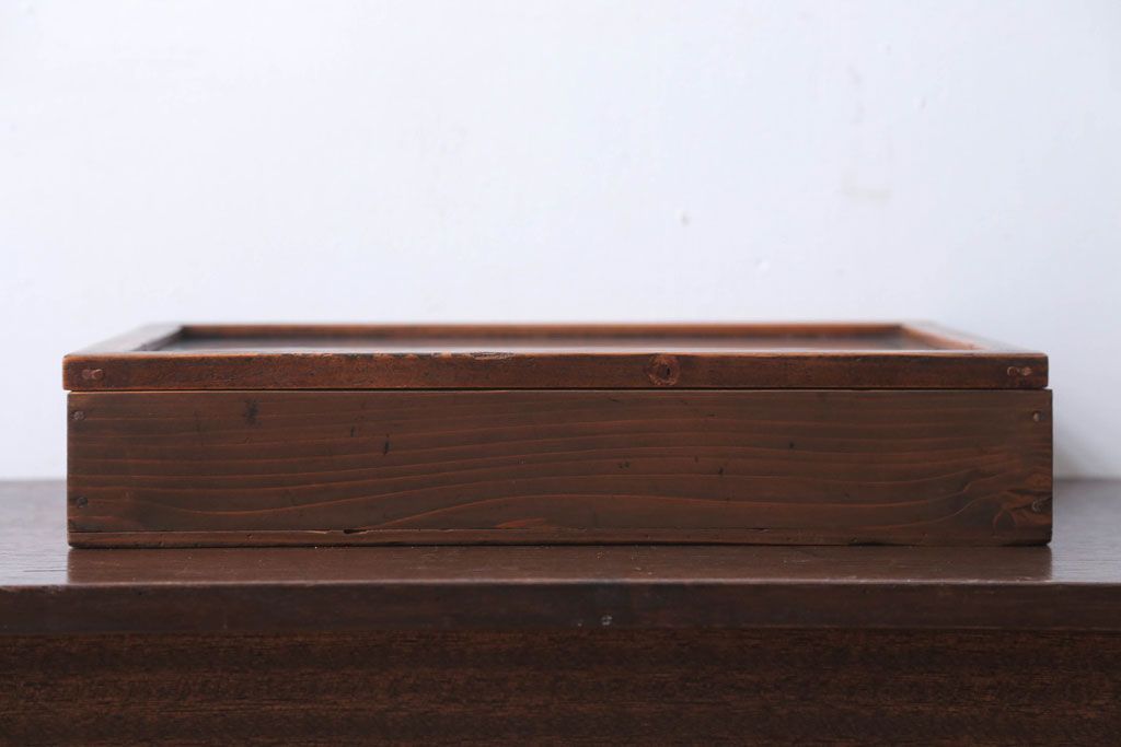 アンティーク雑貨　アンティーク　古い木の小さなガラスケース収納箱(2)