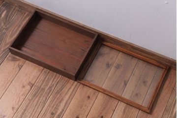 アンティーク雑貨　アンティーク　古い木の小さなガラスケース収納箱(2)