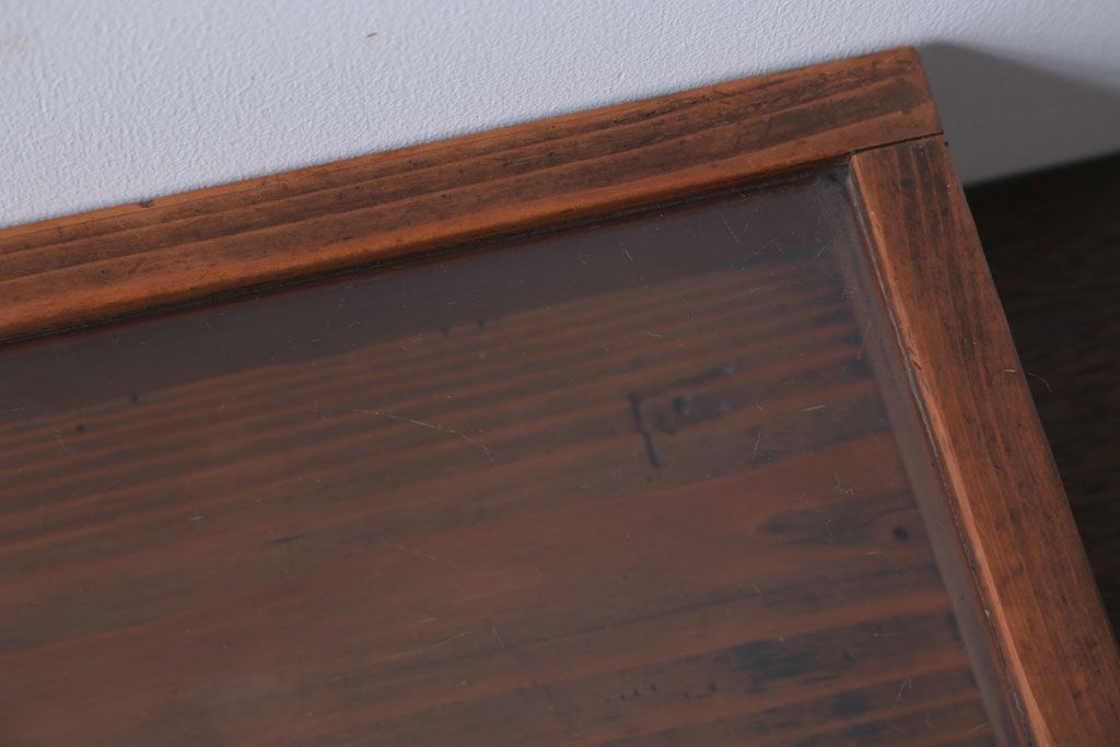 アンティーク雑貨　アンティーク　古い木の小さなガラスケース収納箱(2)