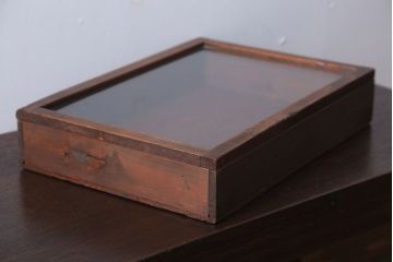 アンティーク雑貨　アンティーク　古い木の小さなガラスケース収納箱(2)