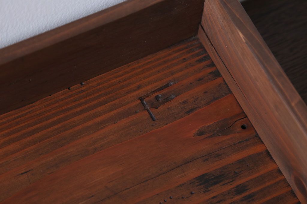 アンティーク雑貨　アンティーク　古い木の小さなガラスケース収納箱(2)