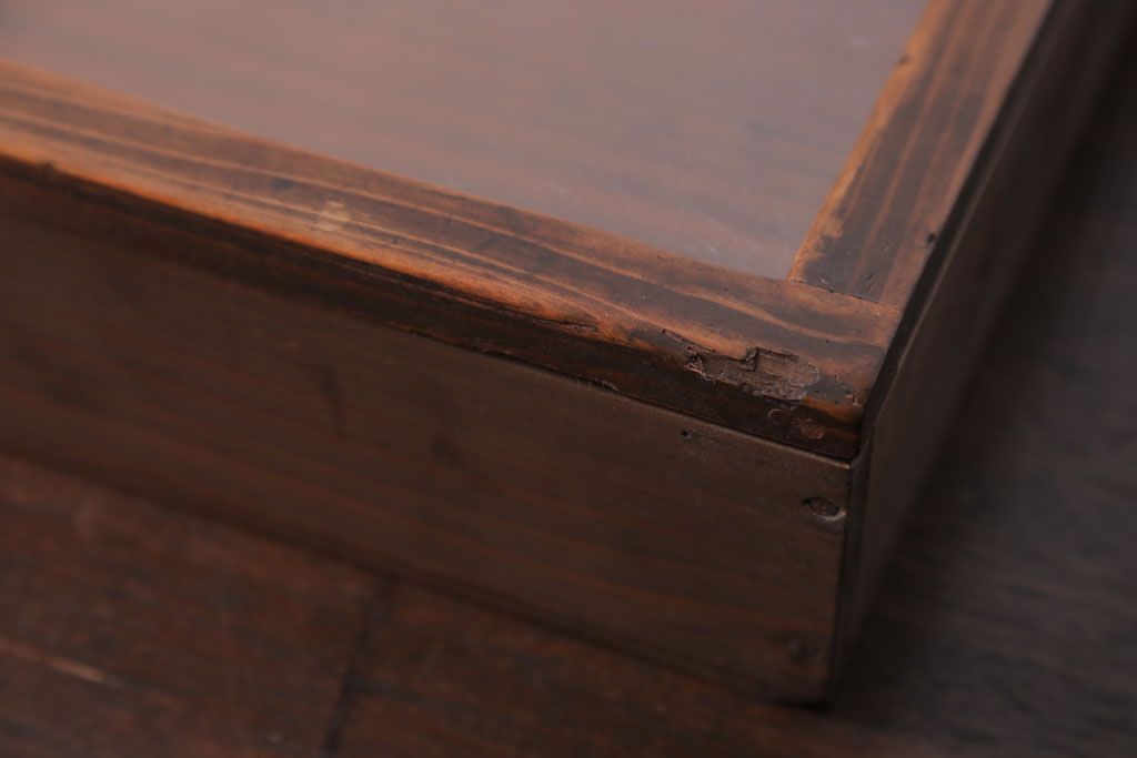 アンティーク雑貨　アンティーク　古い木の小さなガラスケース収納箱(2)