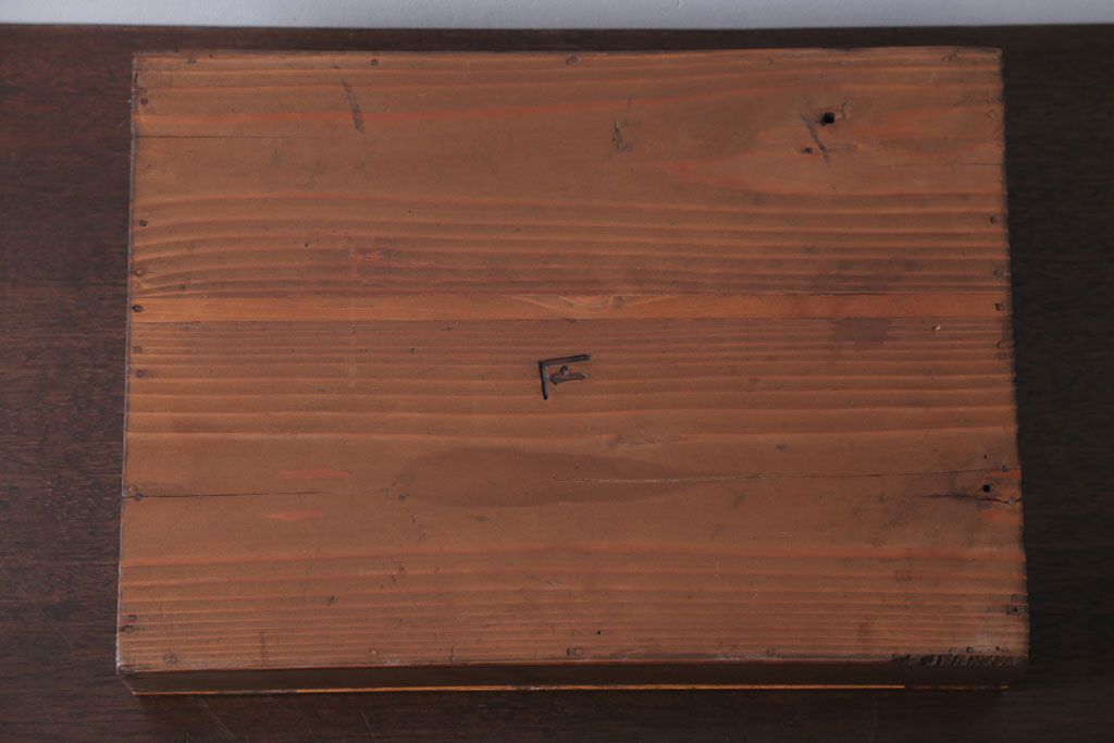 アンティーク雑貨　アンティーク　古い木の小さなガラスケース収納箱(2)