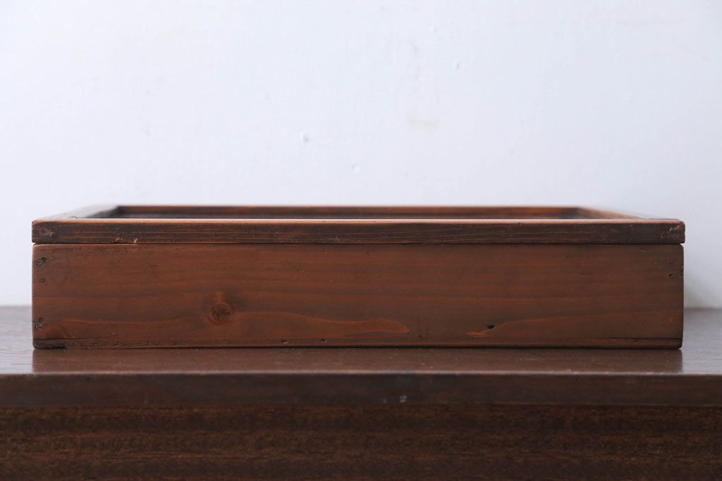 アンティーク雑貨　アンティーク　古い木の小さなガラスケース収納箱(3)