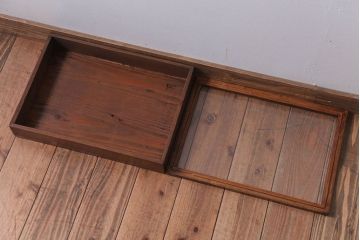 アンティーク雑貨　アンティーク　古い木の小さなガラスケース収納箱(3)