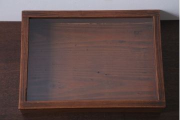 アンティーク雑貨　アンティーク　古い木の小さなガラスケース収納箱(3)