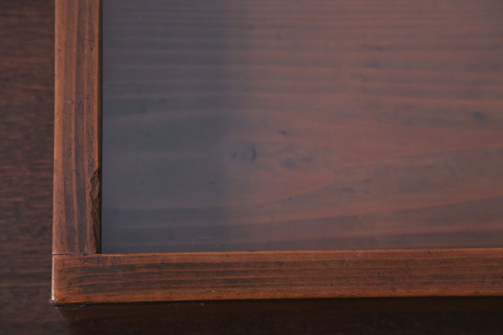 アンティーク雑貨　アンティーク　古い木の小さなガラスケース収納箱(3)