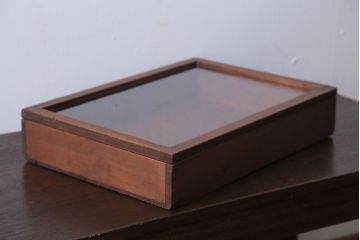 アンティーク雑貨　アンティーク　古い木の小さなガラスケース収納箱(3)