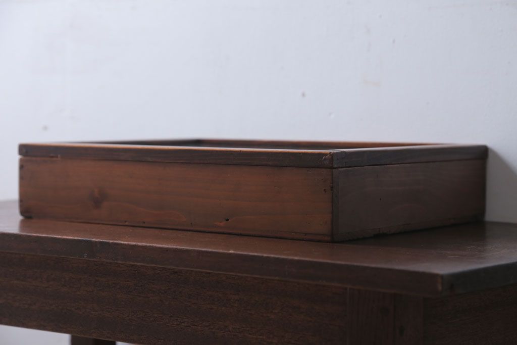 アンティーク雑貨　アンティーク　古い木の小さなガラスケース収納箱(3)