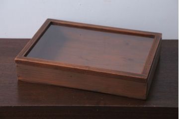 アンティーク雑貨　アンティーク　古い木の小さなガラスケース収納箱(3)