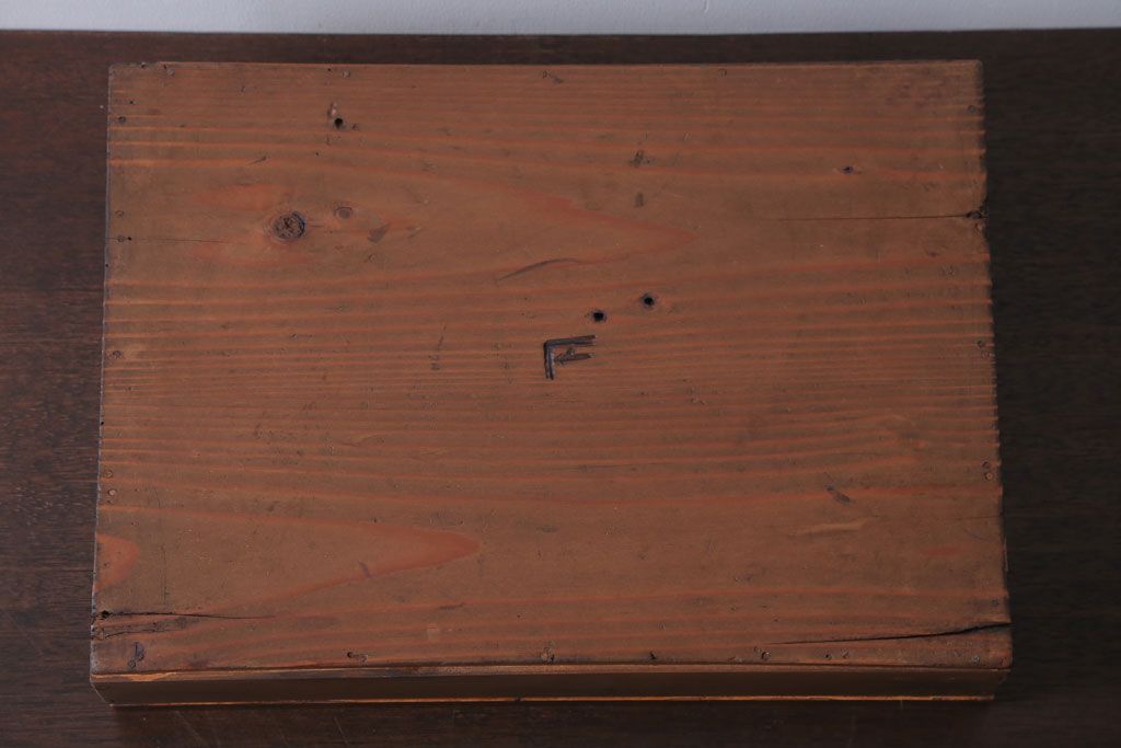 アンティーク雑貨　アンティーク　古い木の小さなガラスケース収納箱(3)