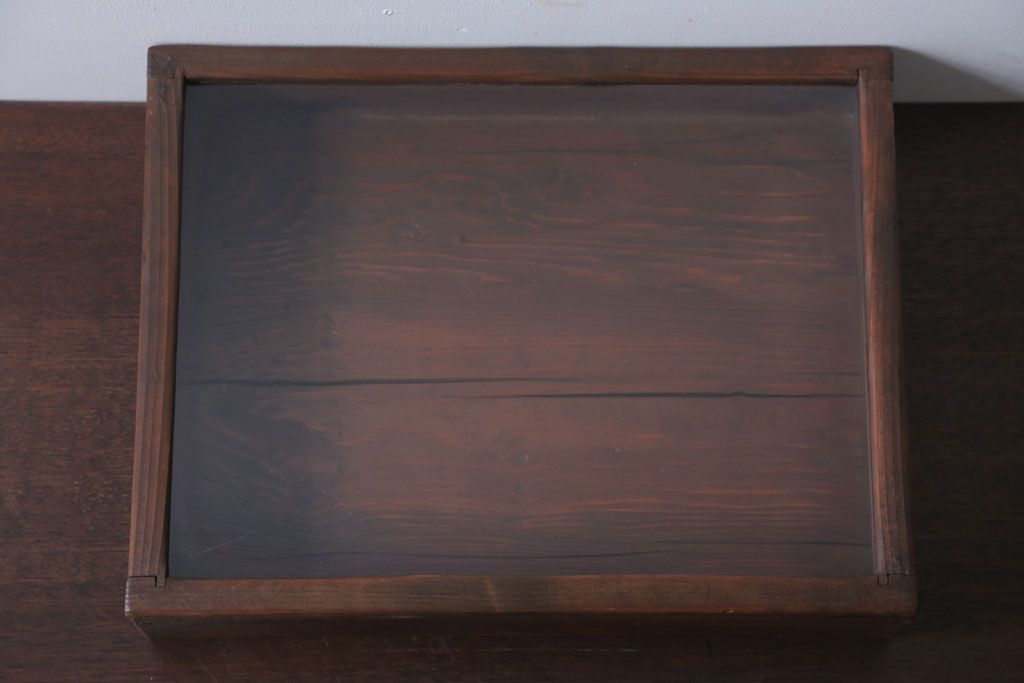 アンティーク雑貨　アンティーク　古い木の小さなガラスケース収納ボックス(1)