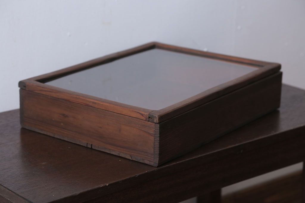 アンティーク雑貨　アンティーク　古い木の小さなガラスケース収納ボックス(1)