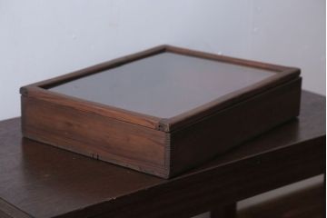 アンティーク雑貨　アンティーク　古い木の小さなガラスケース収納ボックス(1)
