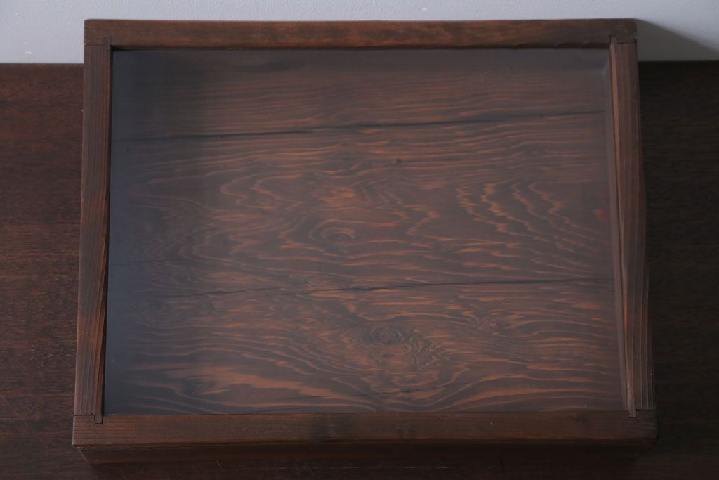 アンティーク雑貨　アンティーク　古い木の小さなガラスケース収納ボックス(2)