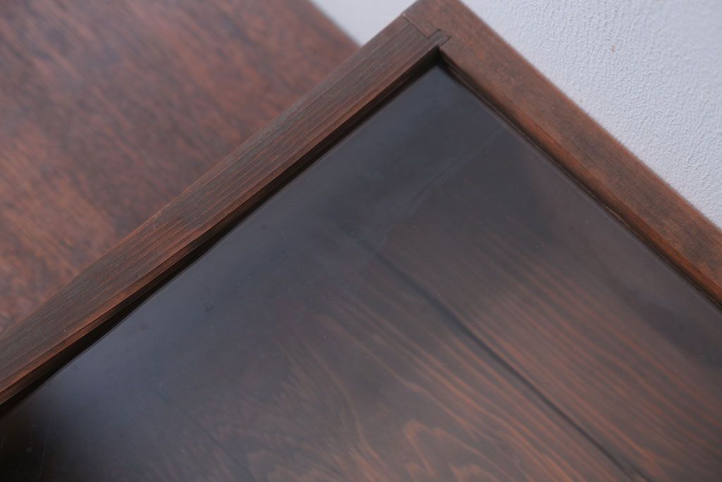 アンティーク雑貨　アンティーク　古い木の小さなガラスケース収納ボックス(2)