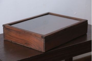 アンティーク雑貨　アンティーク　古い木の小さなガラスケース収納ボックス(2)