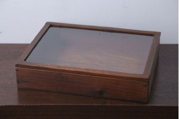 アンティーク雑貨　アンティーク　古い木の小さなガラスケース収納ボックス(2)
