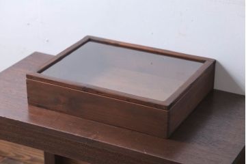 アンティーク雑貨　アンティーク　古い木の小さなガラスケース収納ボックス(3)
