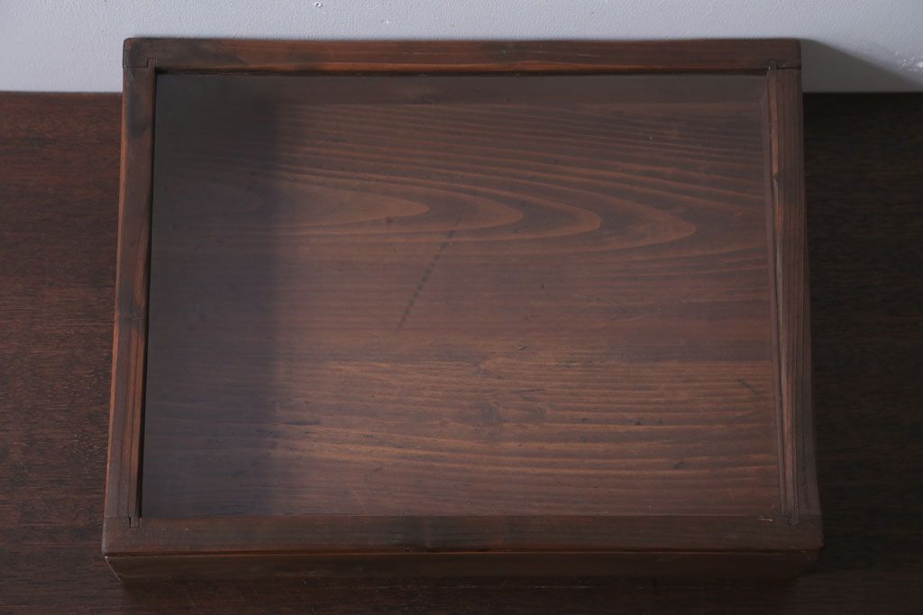 アンティーク雑貨　アンティーク　古い木の小さなガラスケース収納ボックス(3)