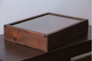 アンティーク雑貨　アンティーク　古い木の小さなガラスケース収納ボックス(3)