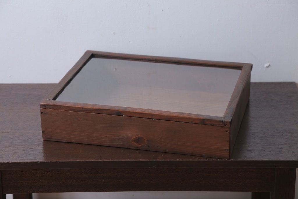 アンティーク雑貨　アンティーク　古い木の小さなガラスケース収納ボックス(3)