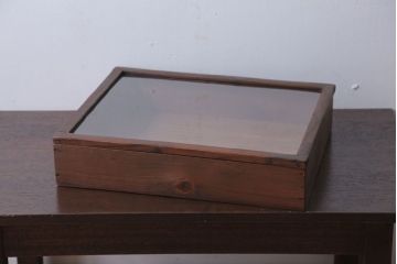 アンティーク雑貨　アンティーク　古い木の小さなガラスケース収納ボックス(3)