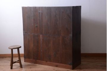 アンティーク家具　古民具・骨董　前面欅材!上品な二段重ねアンティーク衣装箪笥